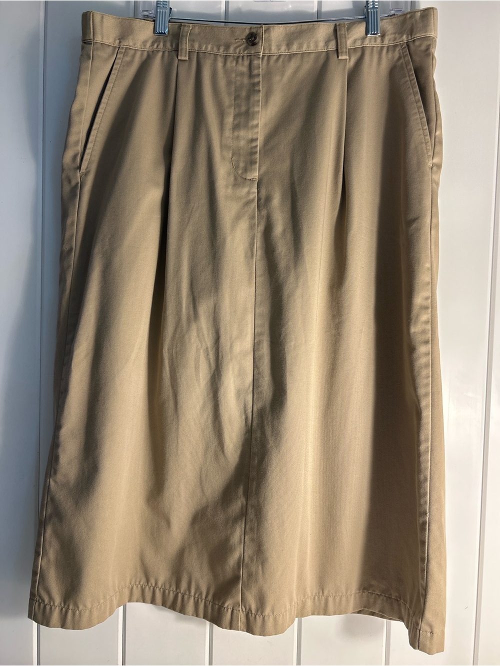 Vintage 90s L.L. Bean Women's 18 Petite Khaki Chino Midi Skirt XLP fits 16 P